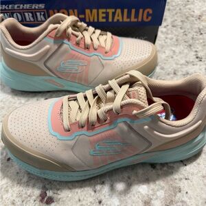 Skechers Women's Beige Pink Mint Athletic Sneakers